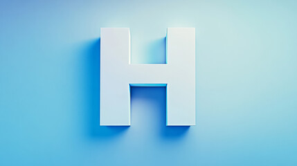 Obraz premium White 3D letter H against a light blue background.