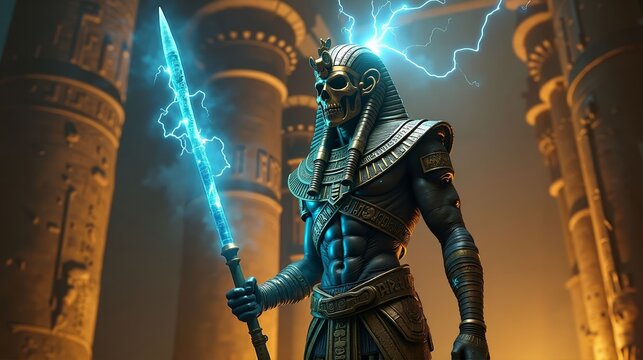 Mummified Pharaoh Amon Ra in Sacred Egyptian Temple