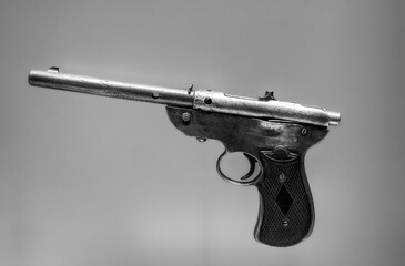 Antique WWII pistol in this close-up shot