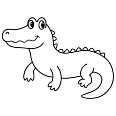 Cute Crocodile Line Art Icon.