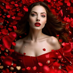 woman in red dress