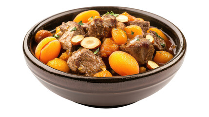 Savory Meat and Apricot Stew Served in a Bowl