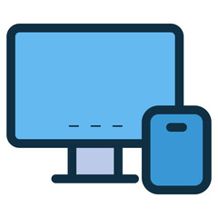 mobile phone and computer monitor screen device icon