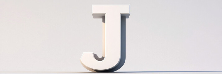A 3D rendering of the letter J in white, on a white background.