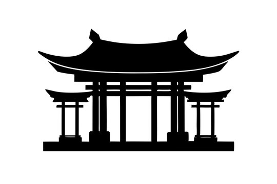 recommend clip art: Japanese shinto torii gate entrance | vector silhouette illustration on white background