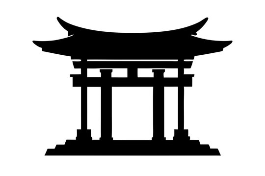 recommend clip art: Japanese shinto torii gate entrance | vector silhouette illustration on white background