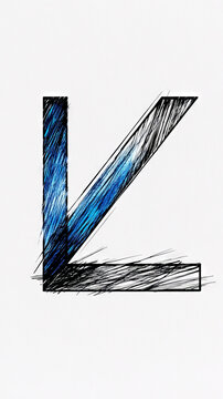 recommend clip art: A hand-drawn illustration of the letter 'K' in blue and black.