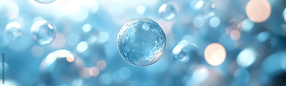 Poster a serene underwater scene featuring bubbles drifting through vibrant blue water, creating a tranquil