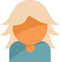 Faceless female avatar with blond hair wearing a blue shirt, flat icon style illustration