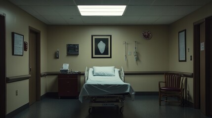 Empty Hospital Bed in a Quiet Emergency Room