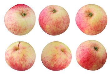 a set of rustic apple isolated on white background.