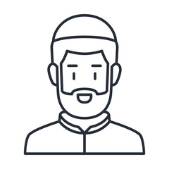 Muslim man Line icon. Male faceless avatar vector illustration.