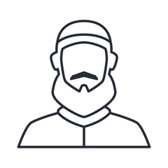 Muslim man Line icon. Male faceless avatar vector illustration.