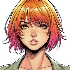 Chica Manga, estilo comic, a color.