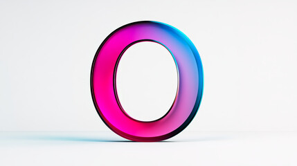 A vibrant, colorful letter 'O' rendered in 3D with a pink and blue gradient.
