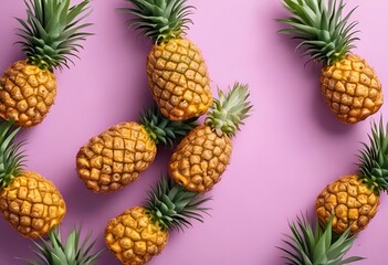 Fototapeta premium pineapples on pink background