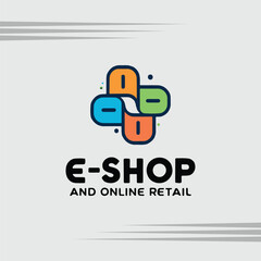 Fototapeta premium Shopping store logo, e-commerce, modern creative design . Online shop icon simple minimalist logo sign illustration. 