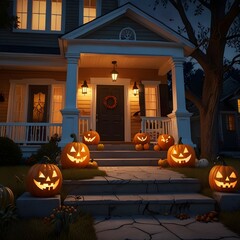 Obraz premium halloween pumpkin on the roof