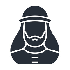 Muslim man silhouette icon. Male faceless avatar filled vector illustration.