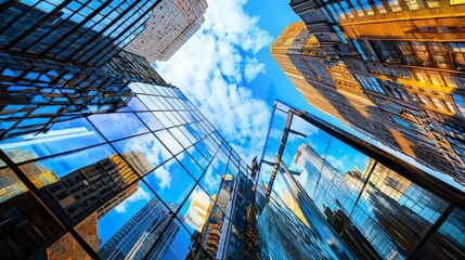 Modern Skyscrapers Reflecting Sky