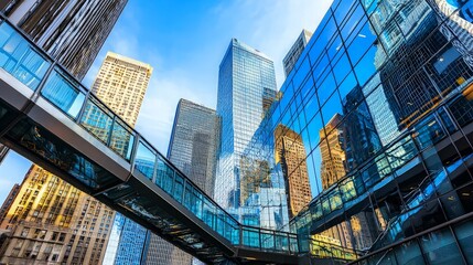 Skyline Cityscape with Glass Facade Reflections