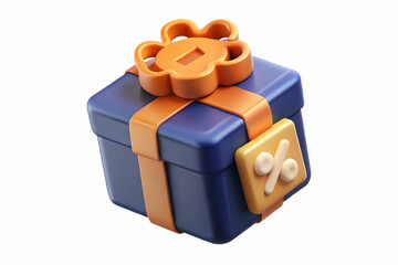 Flat Floating Gift Box with Glowing Discount Label for Cyber Monday Deals - Eye-Catching Holiday Promotion Concept