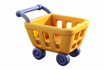 3D Digital Shopping Cart on Clean Background with Bold Cyber Monday Sale Highlights - Minimalistic Design Focused on Key Aspects for Promotions