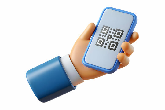 Minimalist Close-Up of Hand Scanning QR Code for Cyber Monday Purchase on Plain Background - Simplifying Digital Transactions