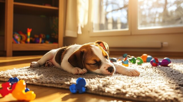 Sleepy Puppy on Rug
