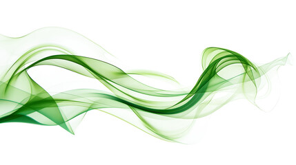 Obraz premium Abstract Green Flowing Curves on white and Transparent Background