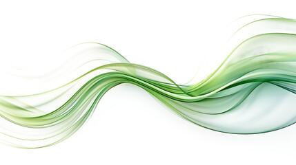 Obraz premium Abstract Green Flowing Curves on white and Transparent Background
