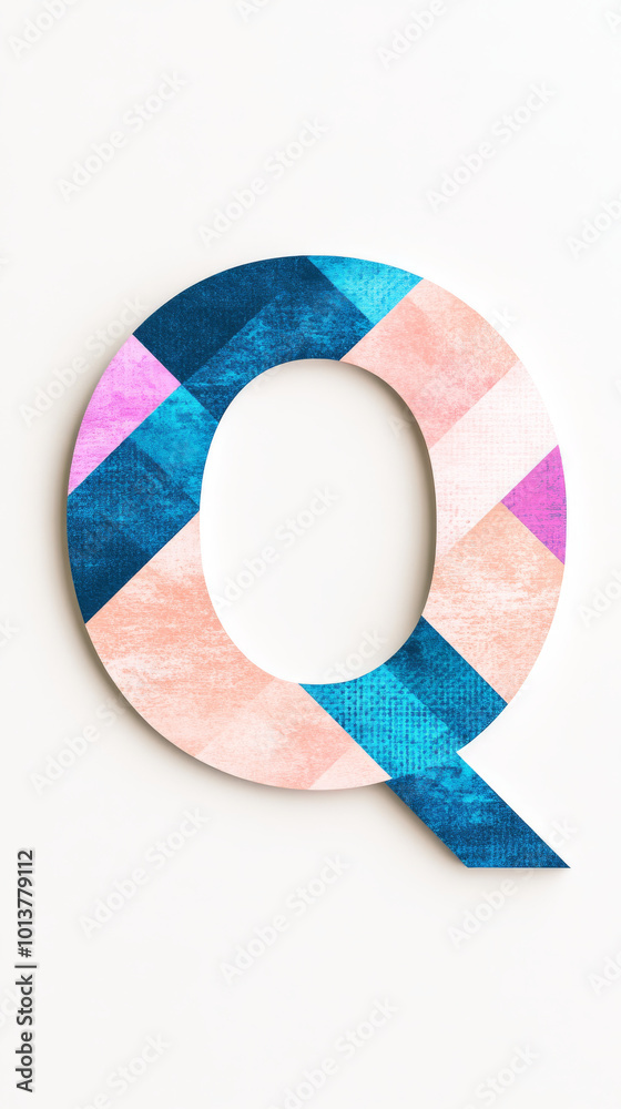 Sticker A colorful, geometric letter Q on a white background.