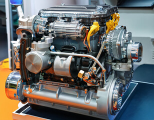 Fototapeta premium Close-up with a new diesel thermal engine