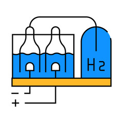 hydrogen production process line icon vector. hydrogen production process sign. isolated symbol illustration