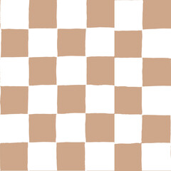 All over seamless repeat pattern with hand drawn warm natural tan and white checker. Versatile trendy background for gender neutral projects, nursery, packaging, textiles, cosmetics.
