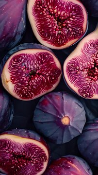 Rotating background of lots of Figs fruits, Close up, Slow motion