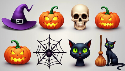 set of halloween pumpkins