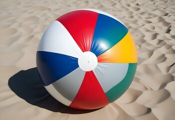 Colorful beach ball with red, white, blue, yellow, and green panels