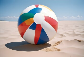 Colorful beach ball with red, white, blue, yellow, and green panels