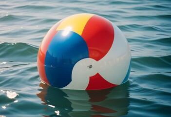 Colorful beach ball with red, white, blue, yellow, and green panels
