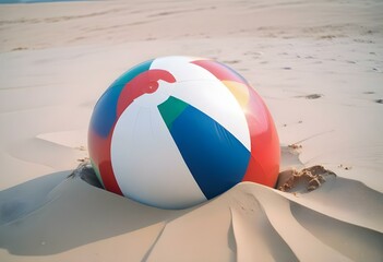 Colorful beach ball with red, white, blue, yellow, and green panels