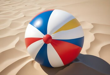 Colorful beach ball with red, white, blue, yellow, and green panels