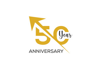 Anniversary 50 year arrow logo vector design. 50 year anniversary party concept.1