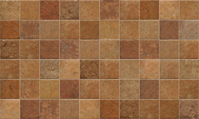 Floor tiles texture. Seamless pattern. Multicolor terracotta floor tiles. Usable for interior or exterior cladding. Suitable for architectural rendering or as background.