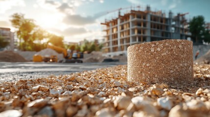 Eco-friendly insulation made from sustainable materials at a construction site in natural light promoting green building practices