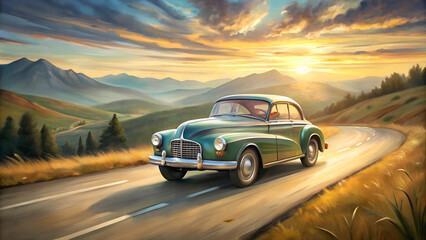 Fototapeta premium design of vintage a car on the road