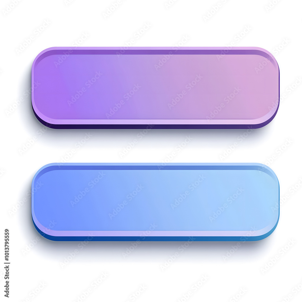 Fototapete vector flat style, simple clean lines illustration design of two long rectangular buttons in blue an