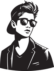 Fashion boy silhouette vector illustration. Handsome fashion boy silhouette.