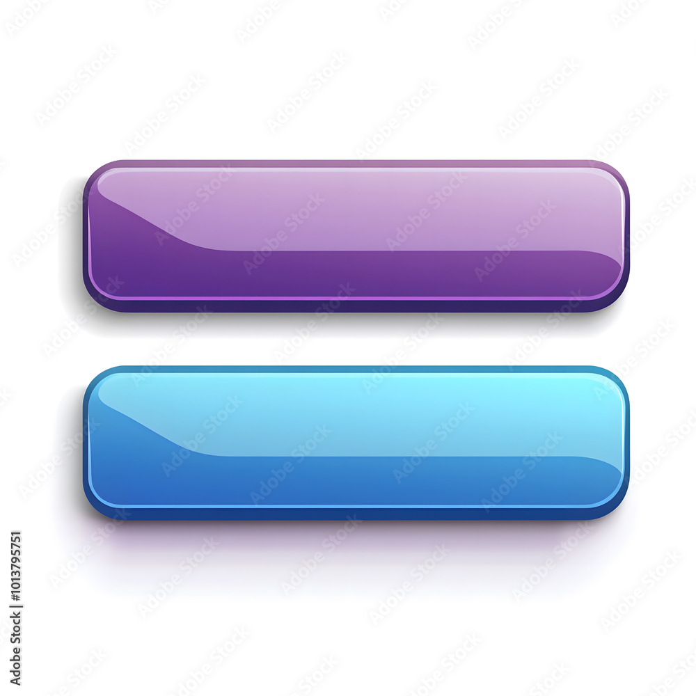 Fototapete vector flat style, simple clean lines illustration design of two long rectangular buttons in blue an
