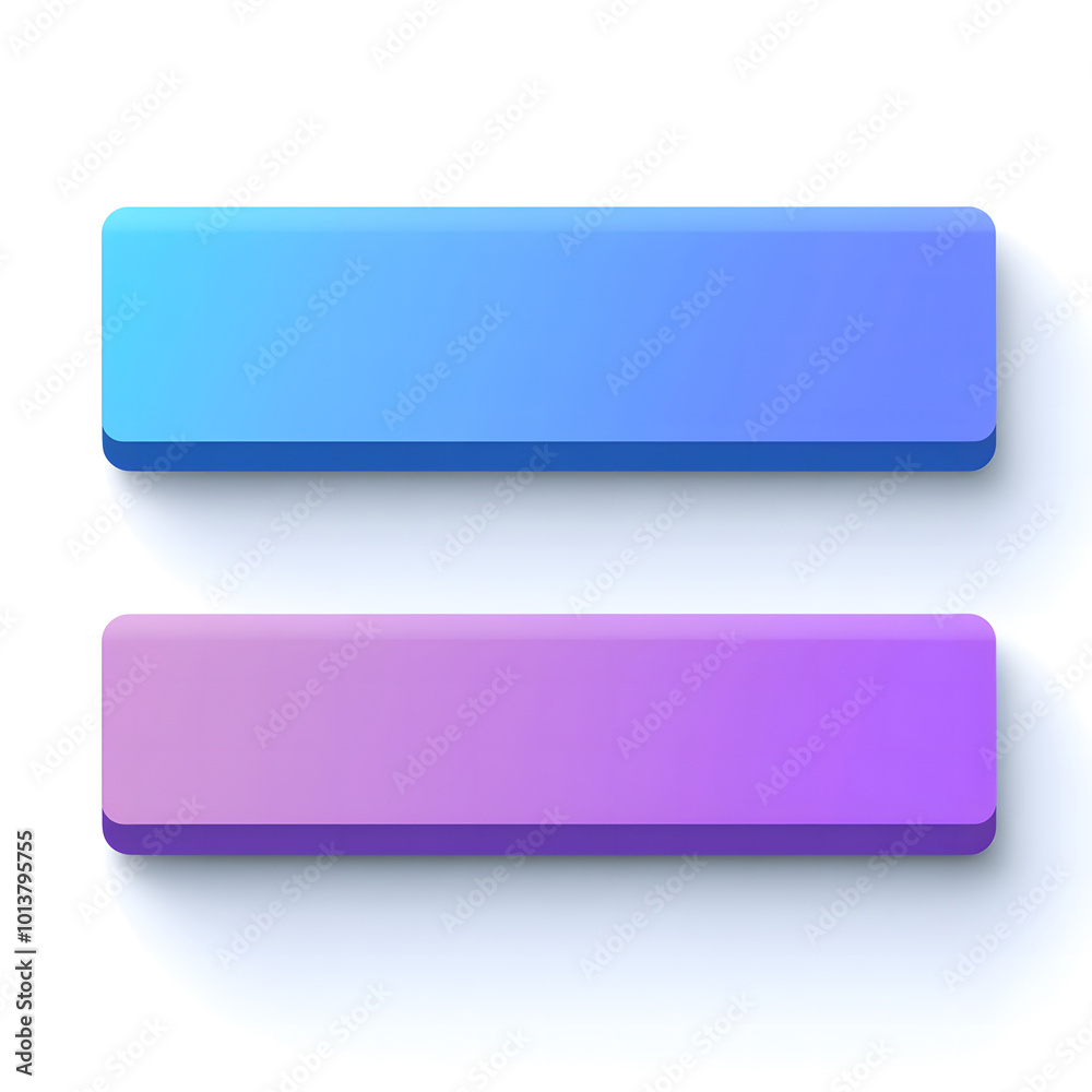 Fototapete vector flat style, simple clean lines illustration design of two long rectangular buttons in blue an